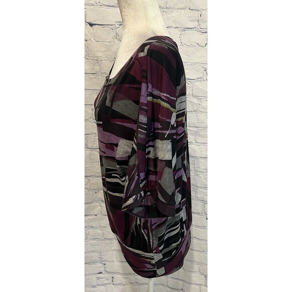 AGB Colorful Geometric, Purple, Print Short Sleeve Top Womens Size M - Picture 2 of 6